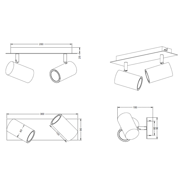 Σποτ Δίφωτο Trio Lighting Marley Silver 802400207