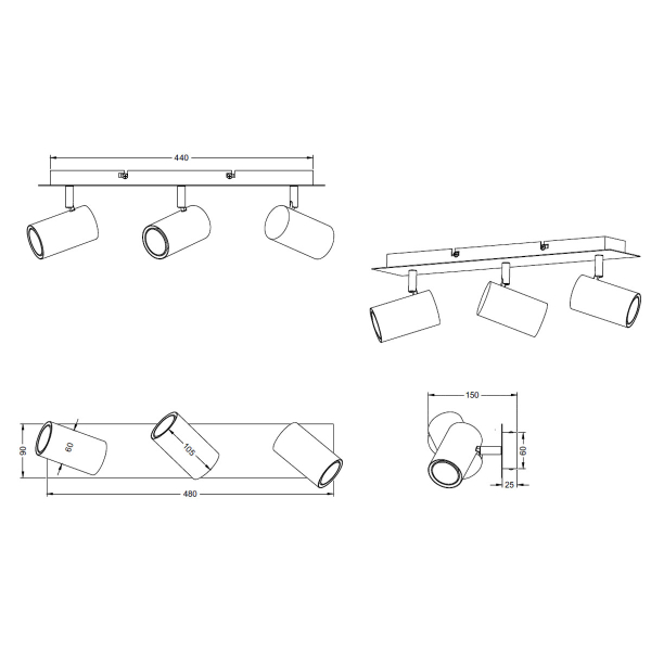 Σποτ Τρίφωτο Trio Lighting Marley Silver 802400307