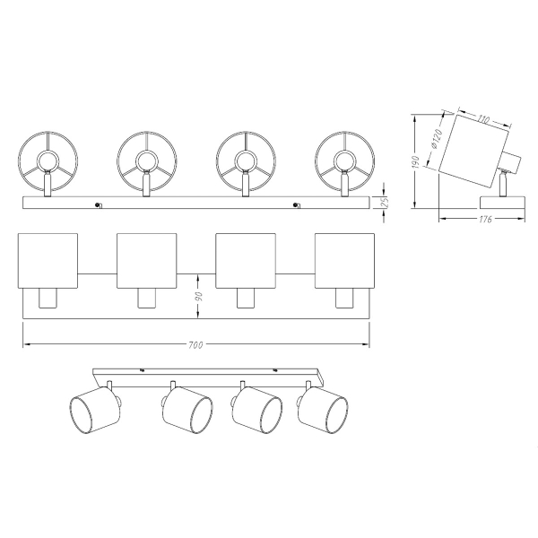 Σποτ Πολύφωτο RL Tommy Silver R80334001