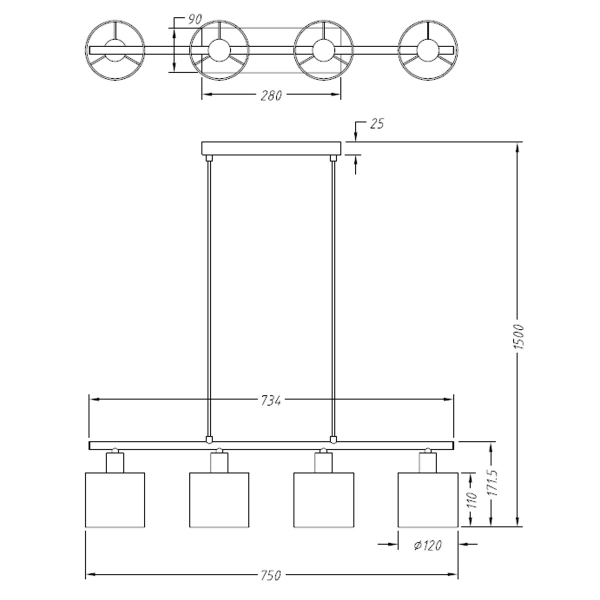 Φωτιστικό Οροφής Πολύφωτο RL Tommy Black R30334079
