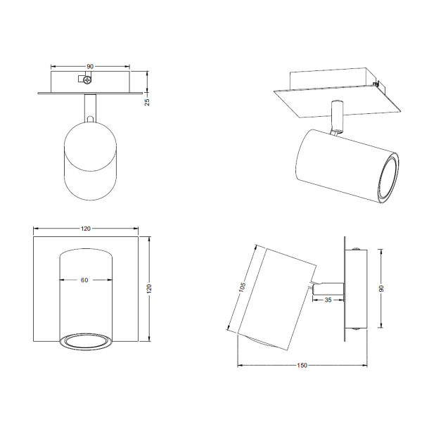 Σποτ Μονόφωτο Trio Lighting Marley Black 802400132