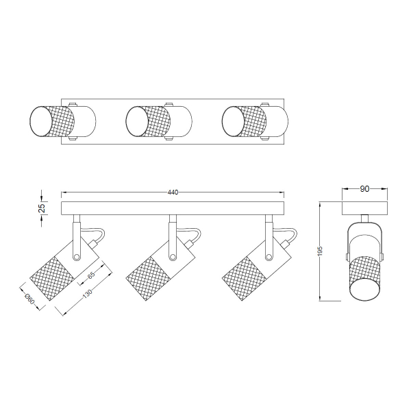 Σποτ Τρίφωτο Trio Lighting Tosh 804300332