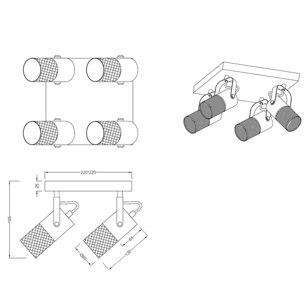 Σποτ Πολύφωτο Trio Lighting Tosh 804300432