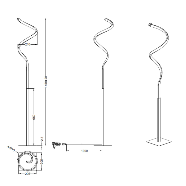 Φωτιστικό Δαπέδου LED Dimmable RL Course Black R42051132
