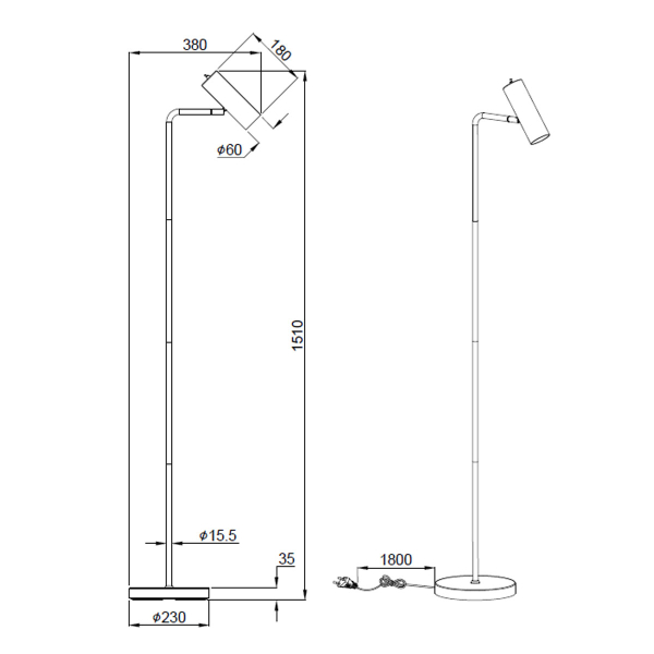 Φωτιστικό Δαπέδου Trio Lighting Marley Gold 412400108