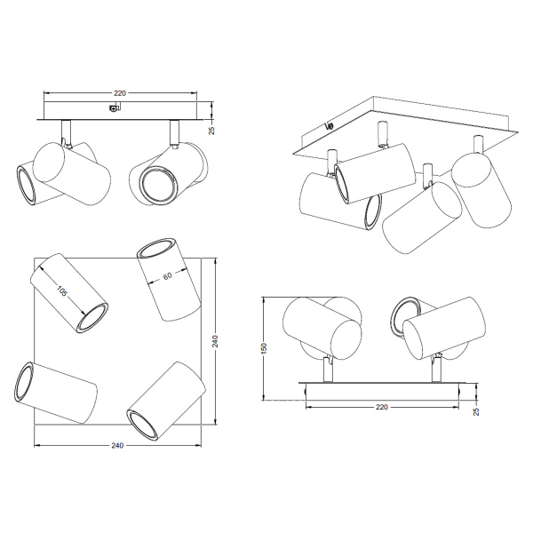Σποτ Πολύφωτο Trio Lighting Marley Gold 802430404