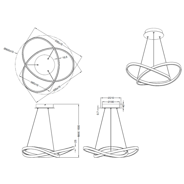 Φωτιστικό Οροφής Μονόφωτο LED Dimmable RL Course Black R32051432