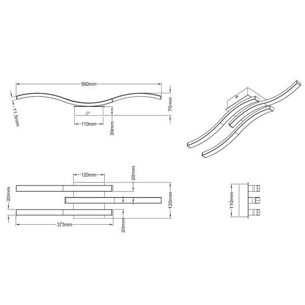 Φωτιστικό Πλαφονιέρα LED RL Route Black R62473432