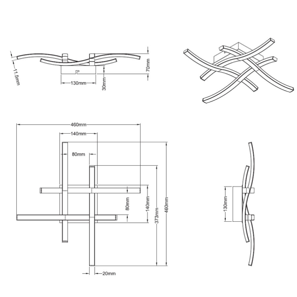 Φωτιστικό Πλαφονιέρα LED RL Route Black R62474432