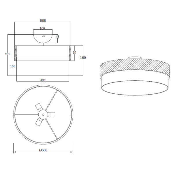 Φωτιστικό Πλαφονιέρα Trio Lighting Seasons Black 611500302