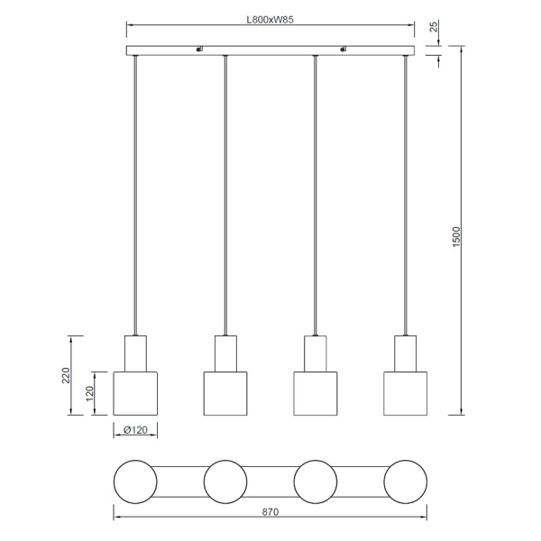 Φωτιστικό Οροφής Πολύφωτο Trio Lighting Agudo 319400417
