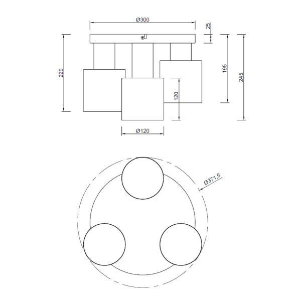 Φωτιστικό Οροφής Τρίφωτο Trio Lighting Agudo 619430317