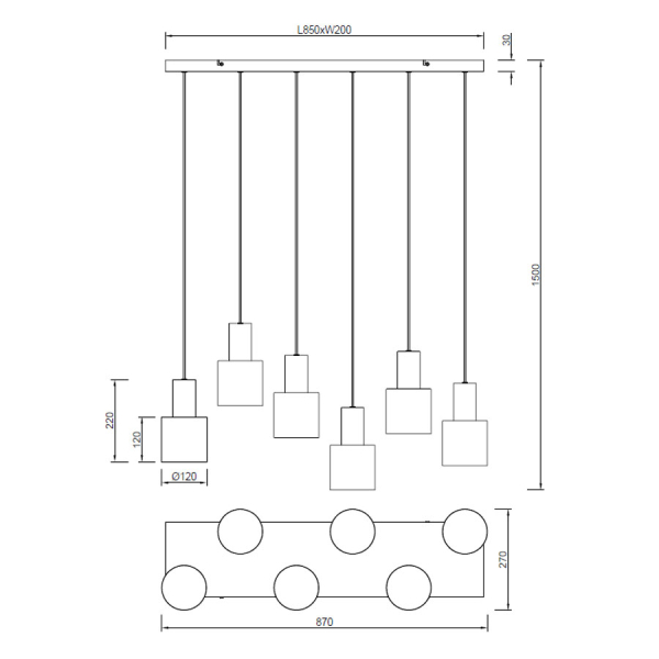 Φωτιστικό Οροφής Πολύφωτο Trio Lighting Agudo 319400617