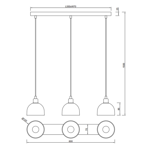Φωτιστικό Οροφής Τρίφωτο RL Molly Silver R31863007
