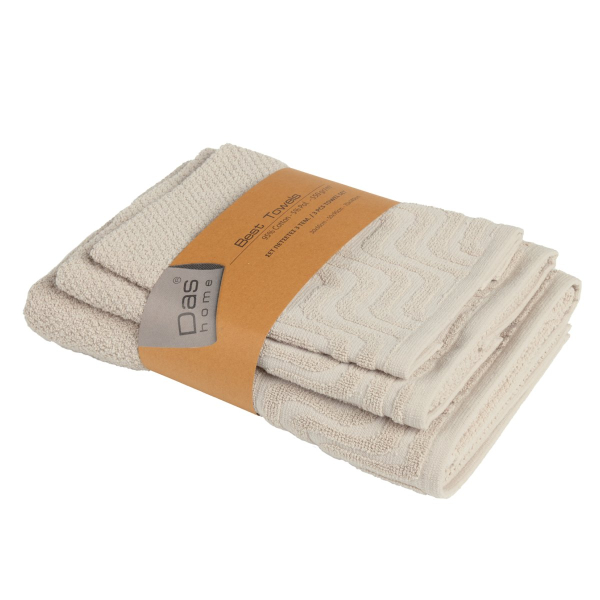 Πετσέτες Μπάνιου (Σετ 3τμχ) Das Home Best Line 0880 Beige 550gsm