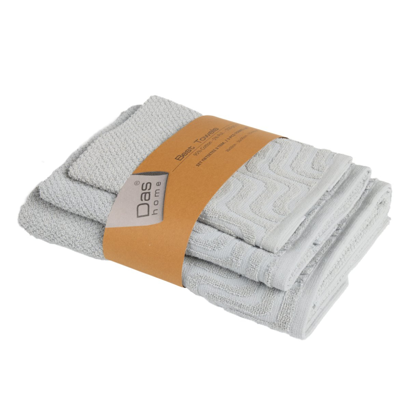 Πετσέτες Μπάνιου (Σετ 3τμχ) Das Home Best Line 0881 Grey 550gsm