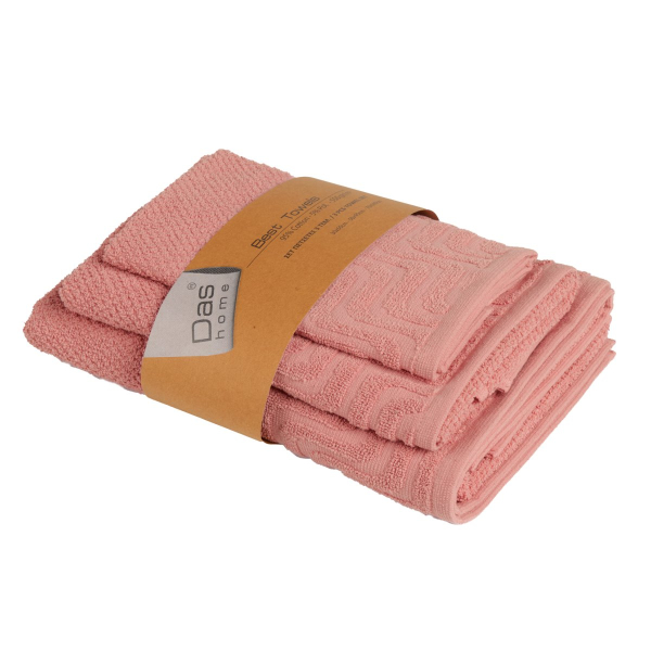 Πετσέτες Μπάνιου (Σετ 3τμχ) Das Home Best Line 0883 Pink 550gsm