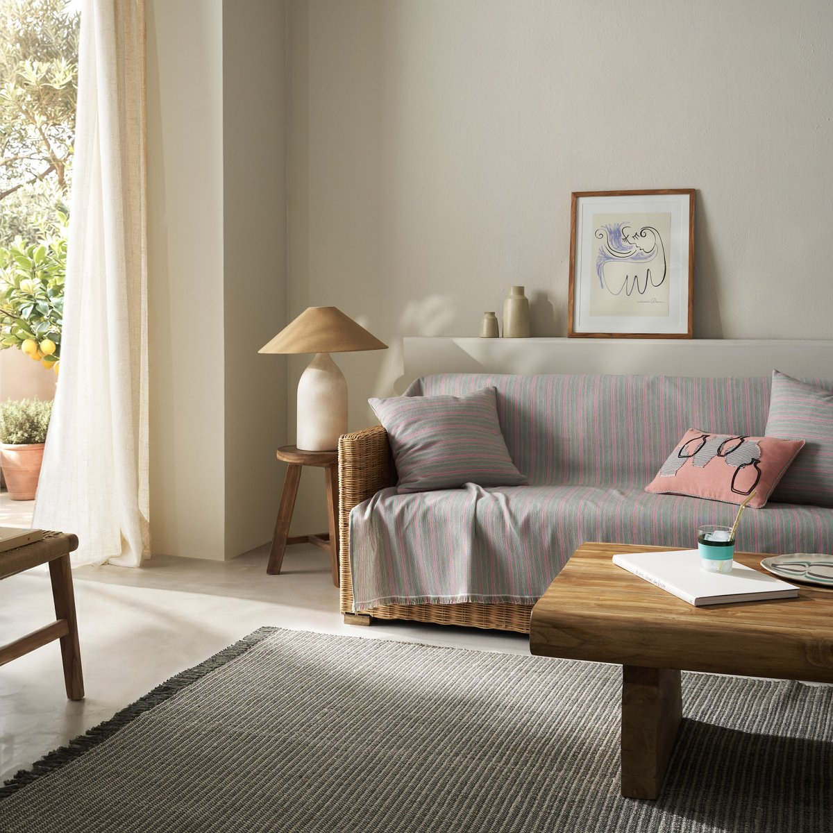 Ριχτάρι Καναπέ Τριθέσιου (180X310) Gofis Home Nymeria Pink Stripe 574 17 Λευκά Είδη Σαλονιού Ριχτάρια Spitishop