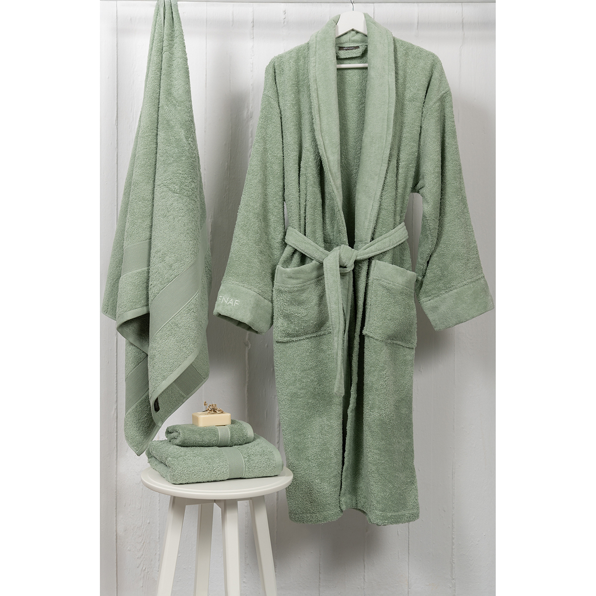 Μπουρνούζι Naf-Naf Bonjour Mint Large Home Λευκά Είδη Μπάνιου Μπουρνούζια Spitishop
