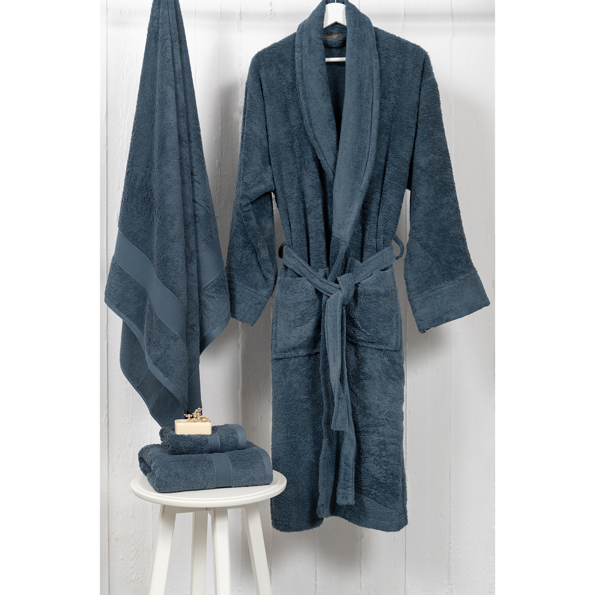 Μπουρνούζι Naf-Naf Bonjour Orion Blue Large Home Λευκά Είδη Μπάνιου Μπουρνούζια Spitishop