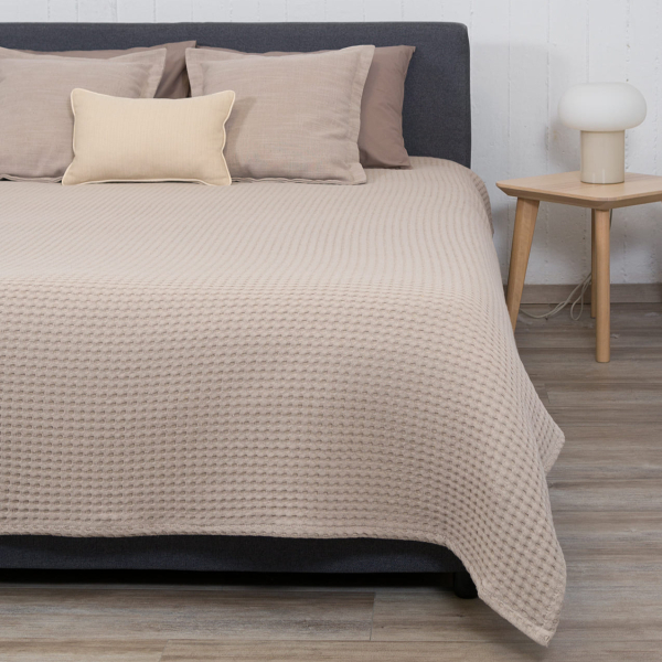 Κουβέρτα Πικέ Υπέρδιπλη (230x240) Naf-Naf Waffle Beige