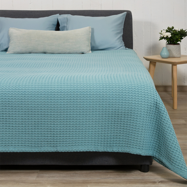 Κουβέρτα Πικέ Μονή (170x240) Naf-Naf Waffle Petrol