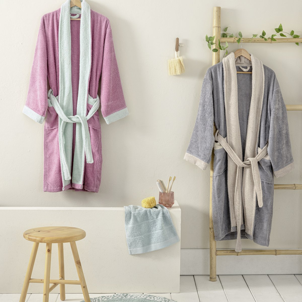 Μπουρνούζι Nima Ease Mauve Pink Mint Large Home Λευκά Είδη Μπάνιου Μπουρνούζια Spitishop