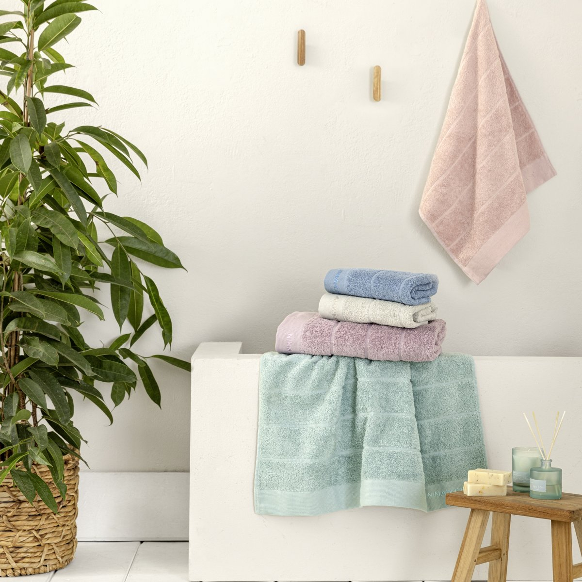 Πετσέτες Μπάνιου (Σετ 3Τμχ) Nima Essence Pink 450Gsm Home Λευκά Είδη Spitishop