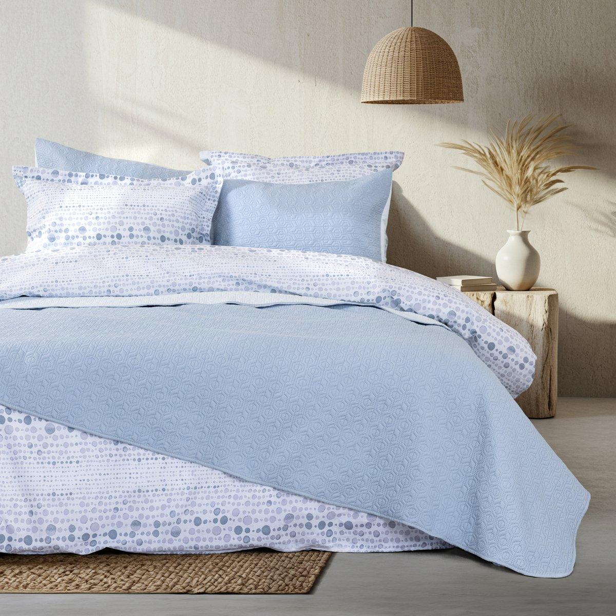 Ζεύγος Μαξιλαροθήκες Καπιτονέ (52X72) Nima Orion Sky Blue L Home Λευκά Είδη Κρεβατοκάμαρας Ύπνου Spitishop