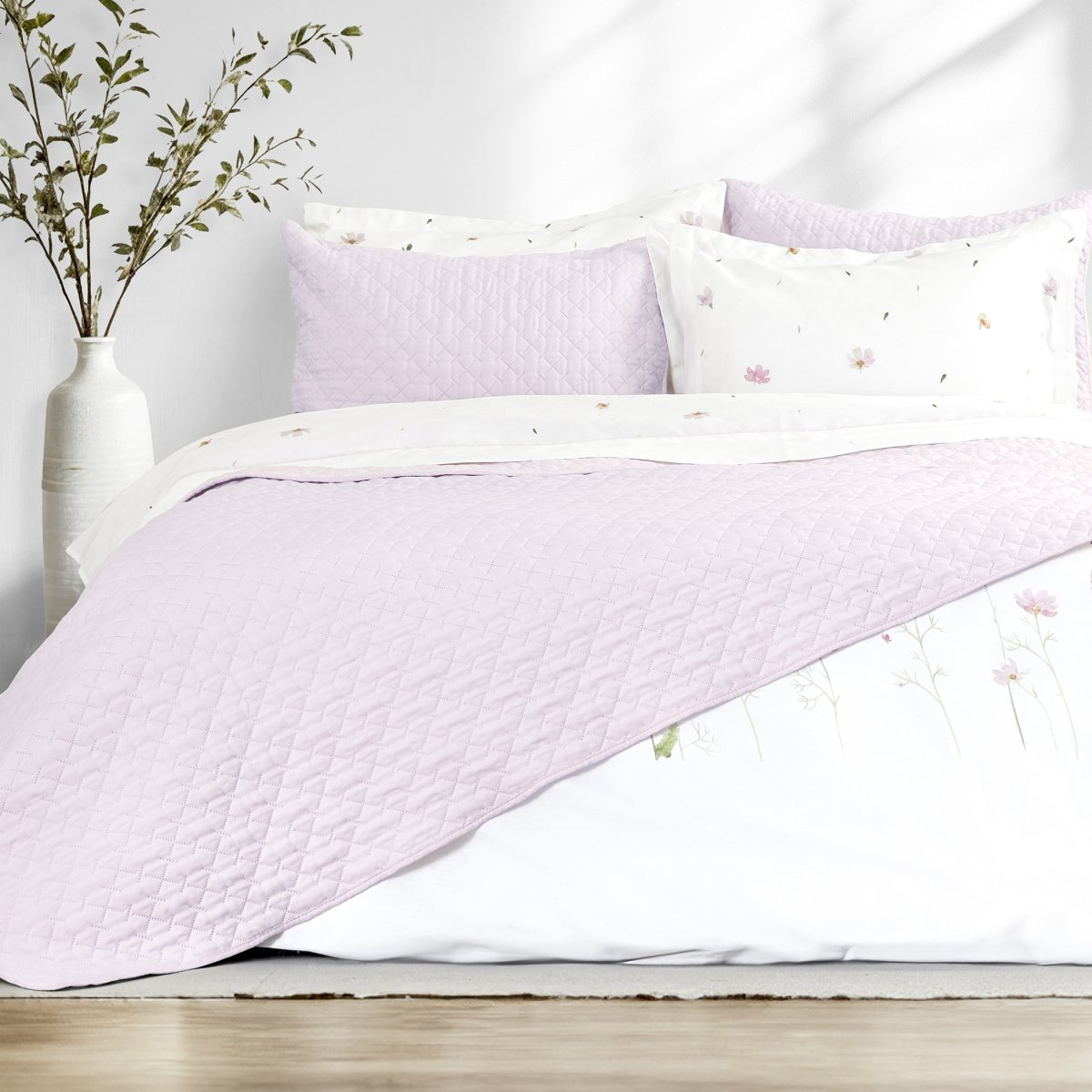 Ζεύγος Μαξιλαροθήκες Καπιτονέ (52X72) Nima Arden Lilac Pink Home Λευκά Είδη Κρεβατοκάμαρας Ύπνου Spitishop