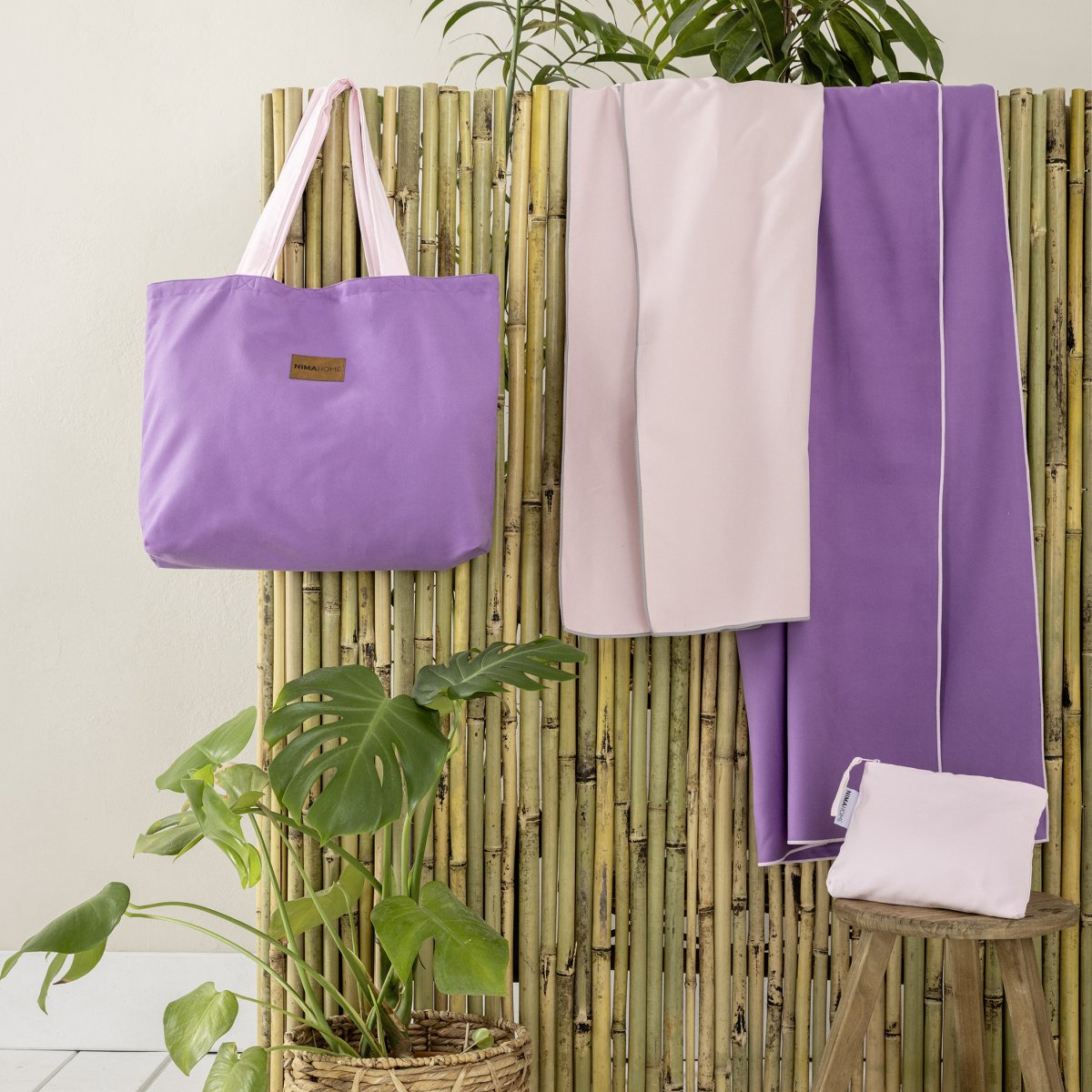 Τσάντα Θαλάσσης (37X54) 2 Όψεων Nima Riva Purple Pink Home Τσάντες Spitishop