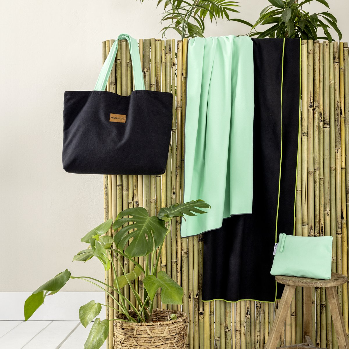 Τσάντα Θαλάσσης (37X54) 2 Όψεων Nima Riva Black Emerald Home Τσάντες Spitishop
