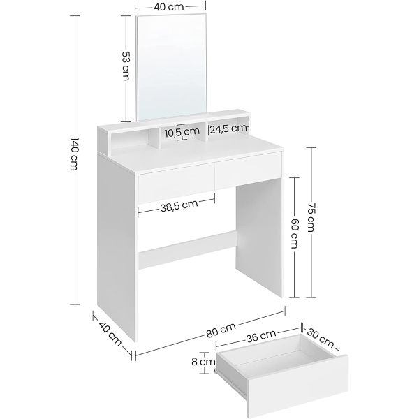 Μπουντουάρ Με Καθρέφτη (80x40x140) Vasagle RDT113WB01