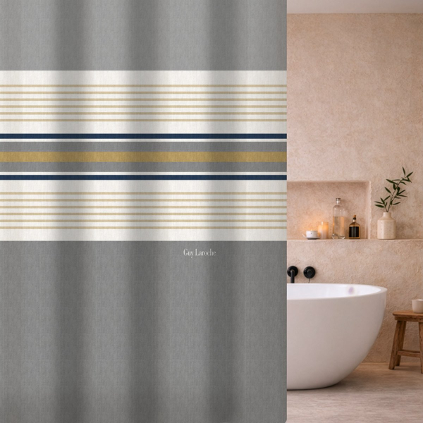 Κουρτίνα Μπάνιου (180x185) Με Τρουκς Guy Laroche Pinstripe Grey