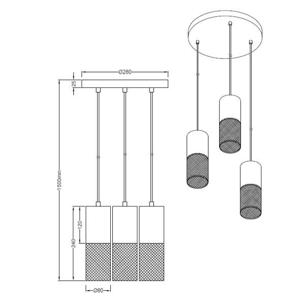Φωτιστικό Οροφής Τρίφωτο Trio Lighting Tosh 304330332