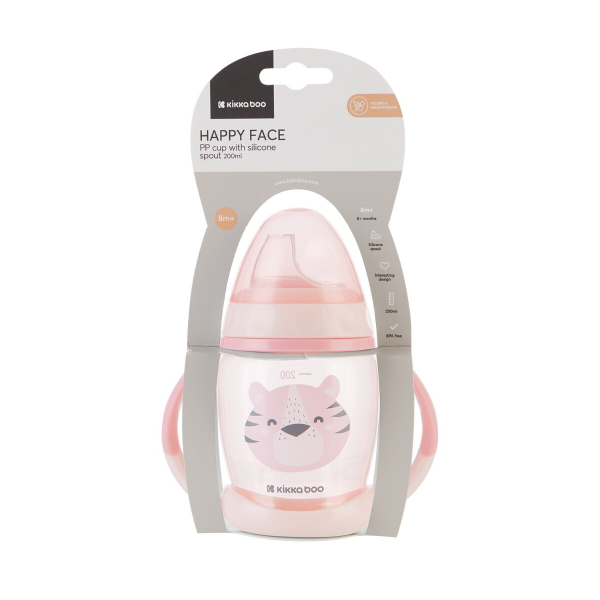 Ποτήρι Εκπαιδευτικό 200ml Kikka Boo Happy Face Pink