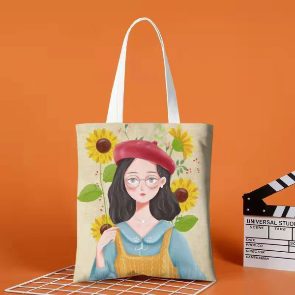 Tote Bag (33x3x38) Amber 2049-2 Girl With Sunflowers