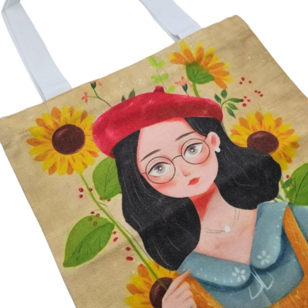 Tote Bag (33x3x38) Amber 2049-2 Girl With Sunflowers