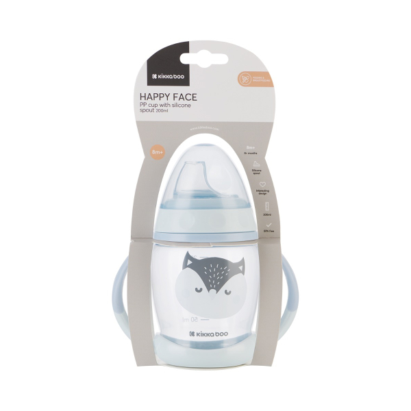 Ποτήρι Εκπαιδευτικό 200ml Kikka Boo Happy Face Blue