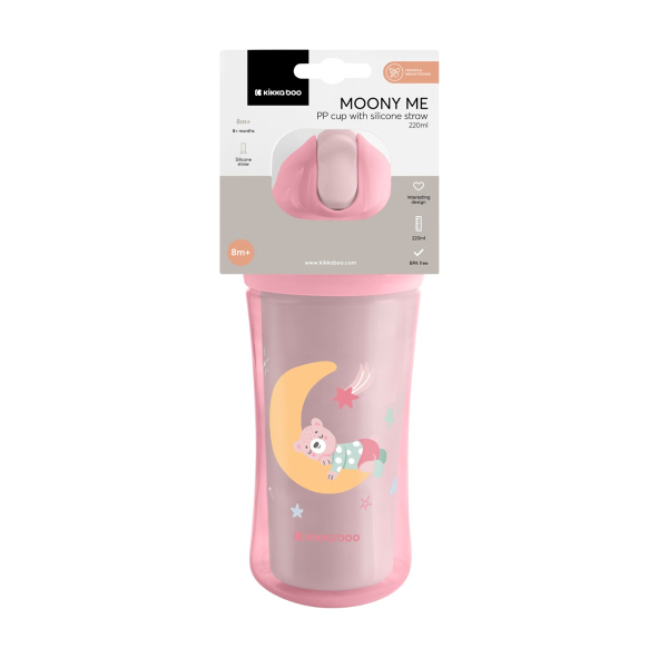 Παγούρι 220ml Με Καλαμάκι Kikka Boo Moony Me Pink