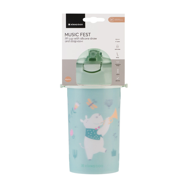 Παγούρι 450ml Με Καλαμάκι Kikka Boo Music Fest Mint