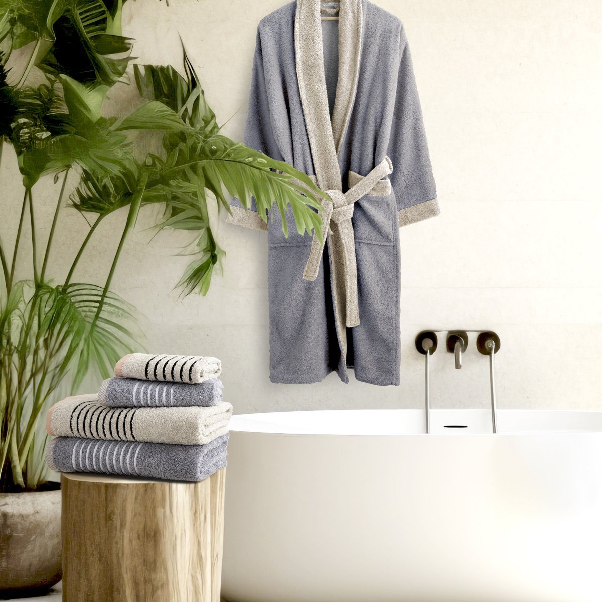 Πετσέτες Μπάνιου (Σετ 3Τμχ) Nima Niva Grey 450Gsm Home Λευκά Είδη Spitishop