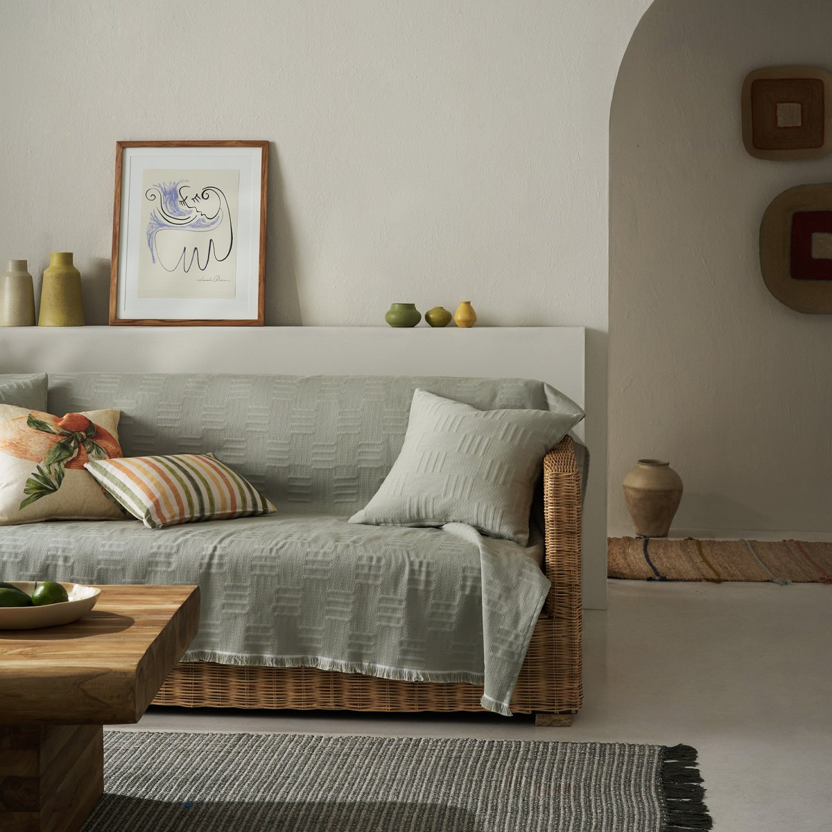 Ριχτάρι Καναπέ Διθέσιου (180X250) Gofis Home Calyra Smoke Green 654 07 Λευκά Είδη Σαλονιού Ριχτάρια Spitishop