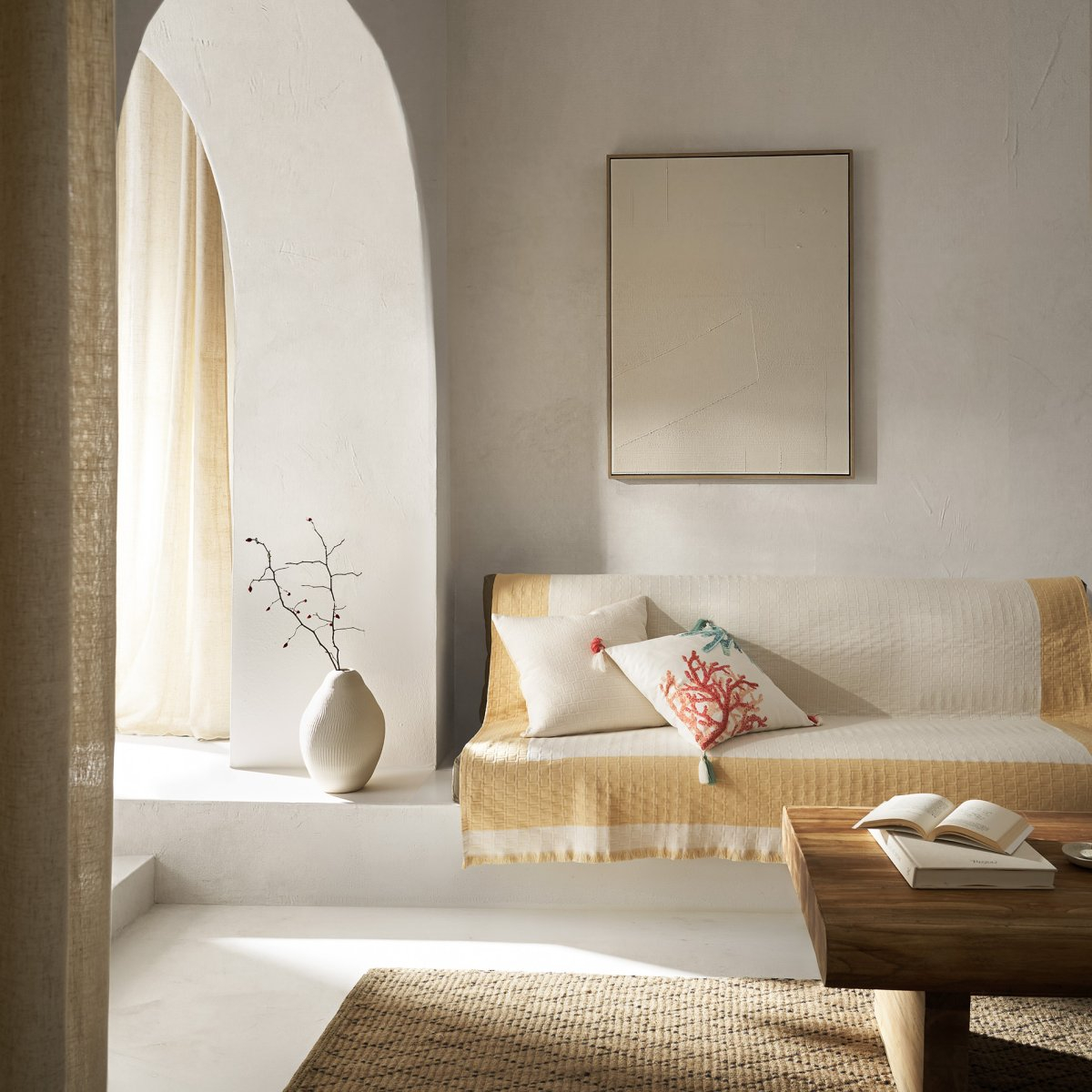 Ριχτάρι Καναπέ Τριθέσιου (180X300) Gofis Home Solenne Sun Yellow 591 04 Λευκά Είδη Σαλονιού Ριχτάρια Spitishop