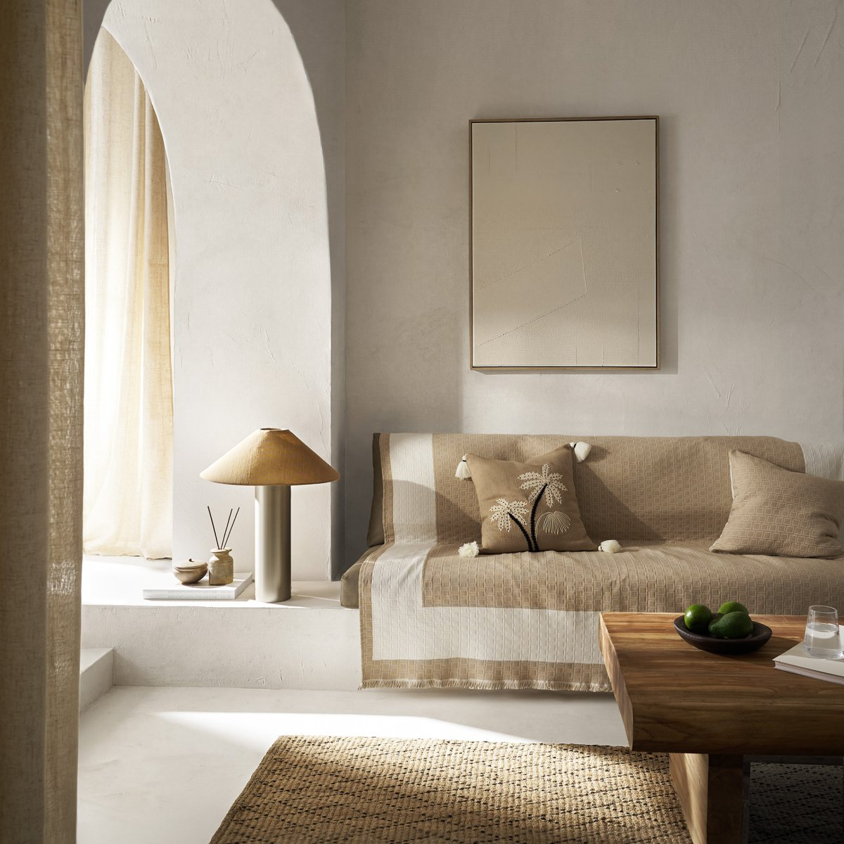 Ριχτάρι Καναπέ Τετραθέσιου (180X350) Gofis Home Solenne Almond Beige 591 06 Λευκά Είδη Σαλονιού Ριχτάρια Spitishop