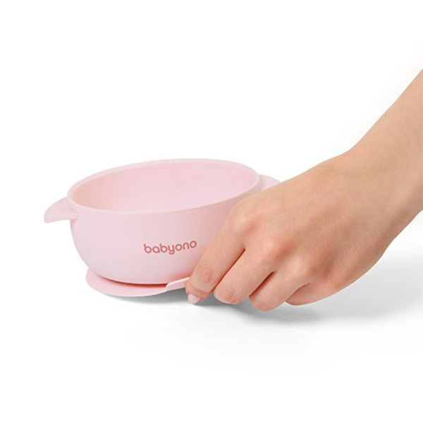 Μπολ Σιλικόνης (Φ14.5) Με Καπάκι BabyOno Pink BN1662/02