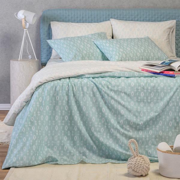 Παπλωματοθήκη Υπέρδιπλη (225x245) 2 Όψεων Melinen Casual Line River Aqua