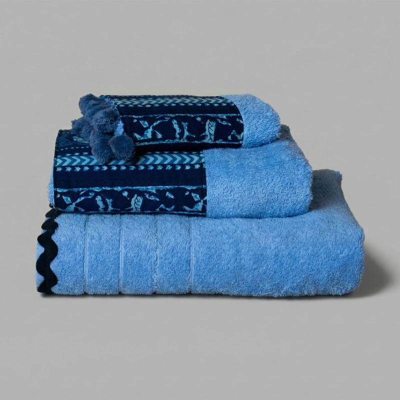 Πετσέτα Σώματος (80x150) White Fabric Keiko Blue 600gsm