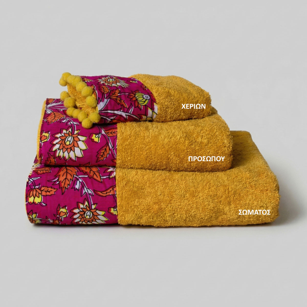 Πετσέτα Προσώπου (50x100) White Fabric Devvi Yellow 600gsm
