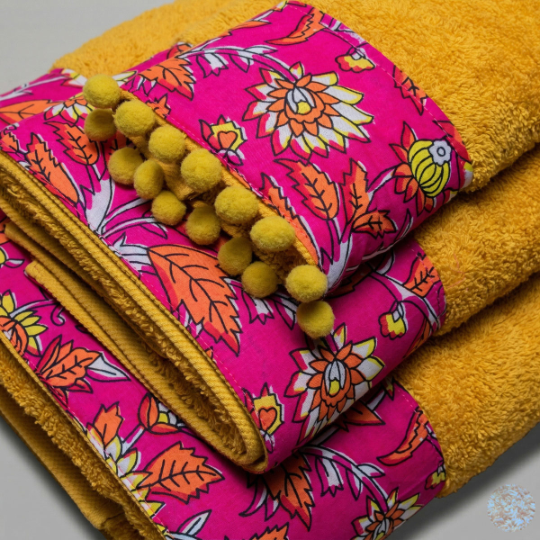 Πετσέτες Μπάνιου (Σετ 3τμχ) White Fabric Devvi Yellow 600gsm